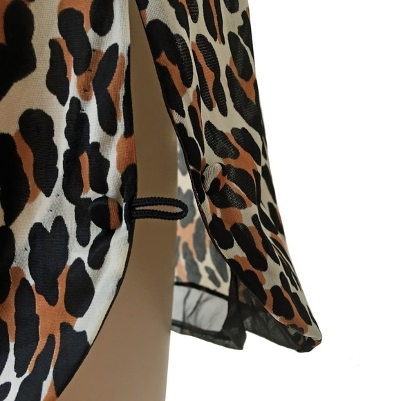VINTAGE 60s Vanity Fair Sheer Leopard Chiffon Slip Buttons - Picture 7 of 12